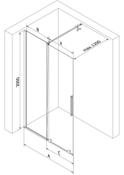 Mexen Velar sprchová stěna posuvná Walk-in 80 x 200 cm, mat 8 mm, zlatá kartáčovaná - 871-080-000-33-55