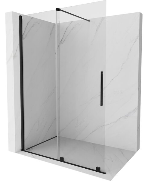 Mexen Velar sprchová stěna posuvná Walk-in 130 x 200 cm, transparentní 8 mm, černá - 871-130-000-03-70