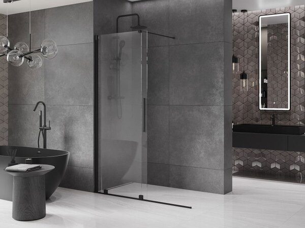 Mexen Velar sprchová stěna posuvná Walk-in 130 x 200 cm, transparentní 8 mm, černá - 871-130-000-03-70