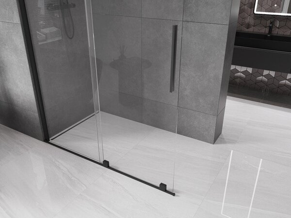 Mexen Velar sprchová stěna posuvná Walk-in 130 x 200 cm, transparentní 8 mm, černá - 871-130-000-03-70