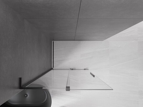 Mexen Velar L posuvná sprchová stěna Walk-in 90 x 200 cm, transparentní 8 mm, černá - 871-090-003-03-70