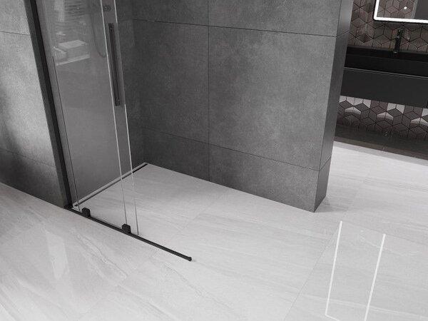 Mexen Velar L posuvná sprchová stěna Walk-in 90 x 200 cm, transparentní 8 mm, černá - 871-090-003-03-70