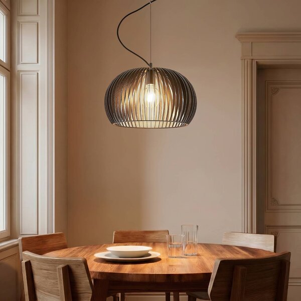 Lindby Závěsná lampa Jusra z černého kovu, 1 světlo., stmívatelný, Černá, Kuchyň, kov, Moderní