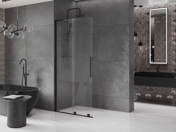 Mexen Velar L posuvná sprchová stěna Walk-in 90 x 200 cm, transparentní 8 mm, černá - 871-090-003-03-70
