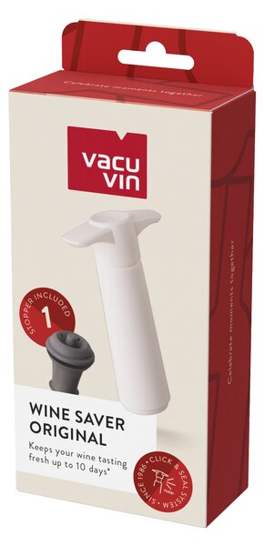 Vakuová pumpička na víno Vacu Vin + 1 zátka - bílá