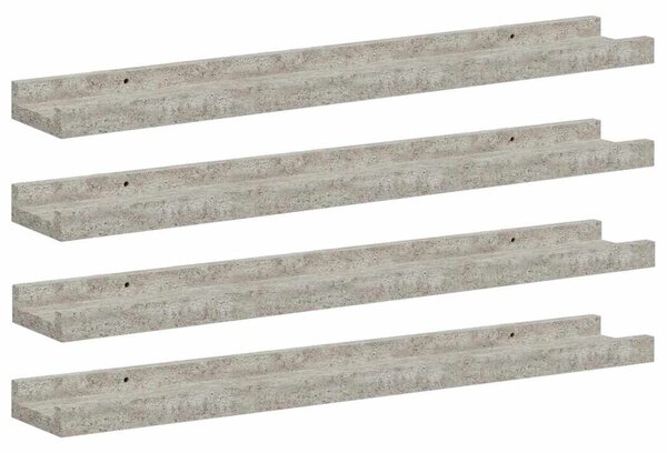 Nástěnné police 4 ks betonově šedé 60 x 9 x 3 cm 326705
