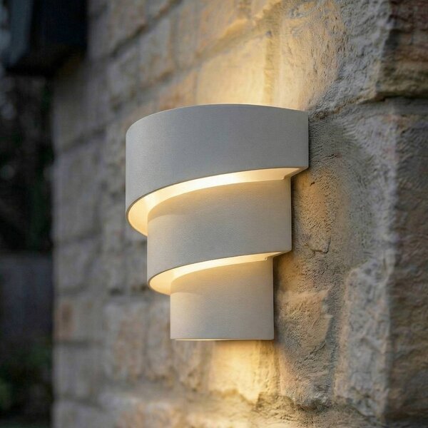 Lindby LED venkovní nástěnné svítidlo Valir, bílé, tři stínidla na lampu, IP54, Bílá / opál, Hliník, Design