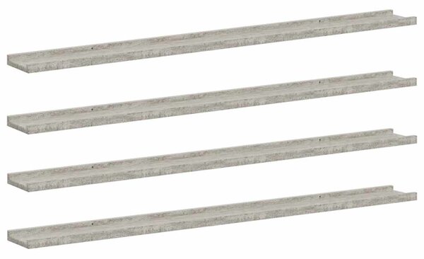 Nástěnné police 4 ks betonově šedé 115 x 9 x 3 cm 326708