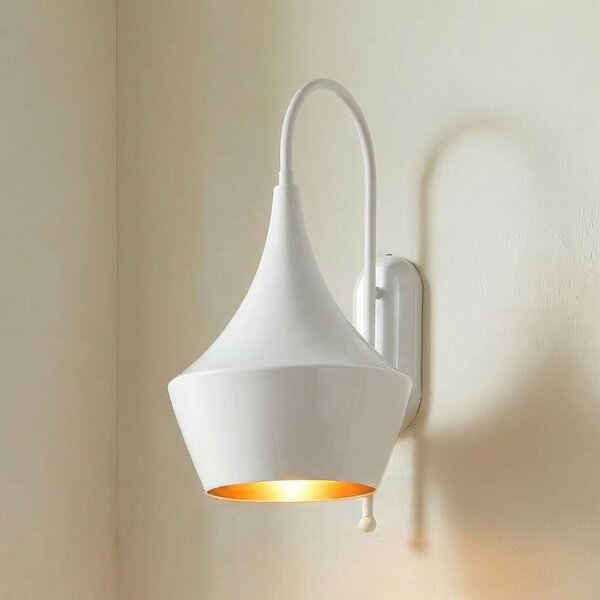 ROYALTECH Nástěnné světlo Olaf, bílé, kov, výška 48 cm, stmívatelný, Bílá / opál, Obývací pokoj / jídelna, kov