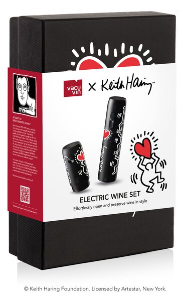 Elektrická sada na víno Keith Haring Vacu Vin - USB, včetně Li-ion baterie