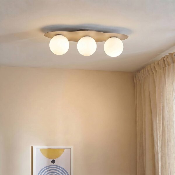 TK Lighting Stropní světlo Cloud, béžové, 3 žárovky, sklo, délka 51 cm, G9, stmívatelný, Krémová / jantar, Dětský pokoj, Sklo