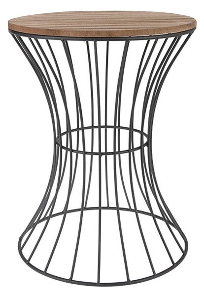 DekorStyle Drátěný odkládací stůl Cheskia 40 cm černo-hnědý