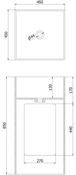 Mexen Xola-2 samostatně stojící umyvadlo z konglomerátu 45 x 45 cm, bílá mat - 26594500