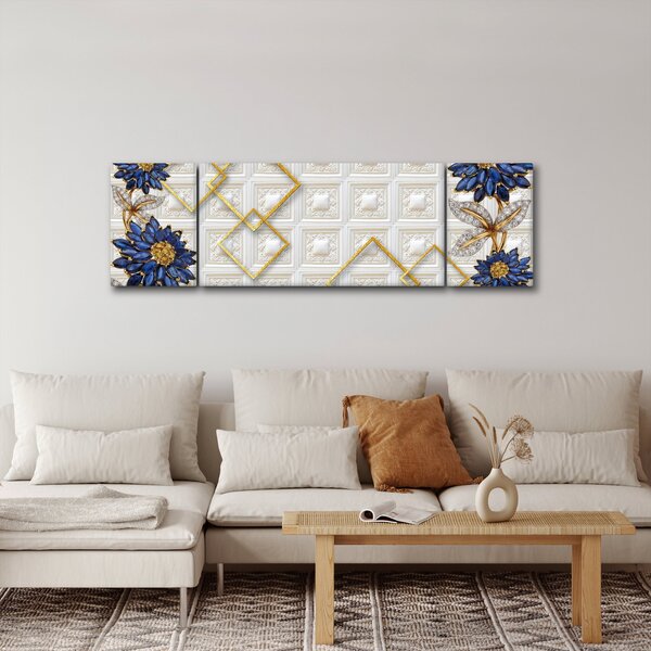 Obraz - Diamantové květy (170x50 cm)