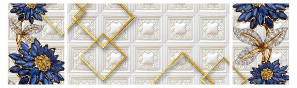 Obraz - Diamantové květy (170x50 cm)