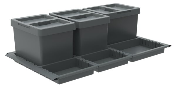 Vestavný odpadkový koš Elletipi METROPOLIS s víkem Flip-up/ do zásuvky/ 12+12+12 L