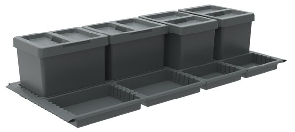 Vestavný odpadkový koš Elletipi METROPOLIS s víkem Flip-up/ do zásuvky/12+12+12+12 L