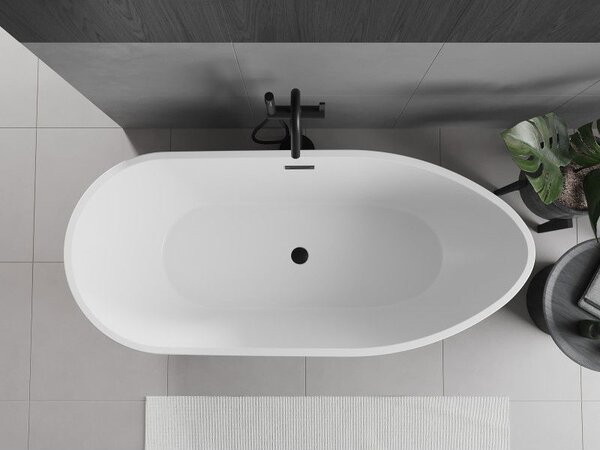 Mexen Eos volně stojící vana 150 x 75 cm, bílá, černý přepad - 52471507500-70