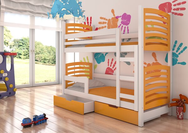 Poschoďová dětská postel Bellingham, bílá/oranžová
