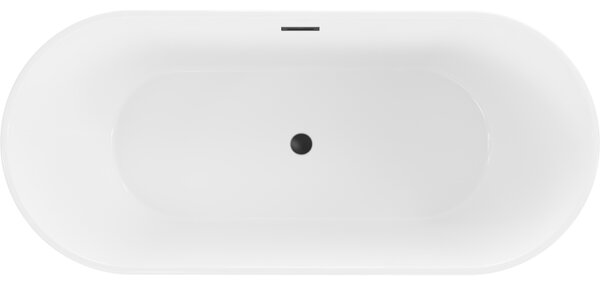 Mexen Flavia volně stojící vana 150 x 75 cm, bílá, přepad černý - 54031507500-B