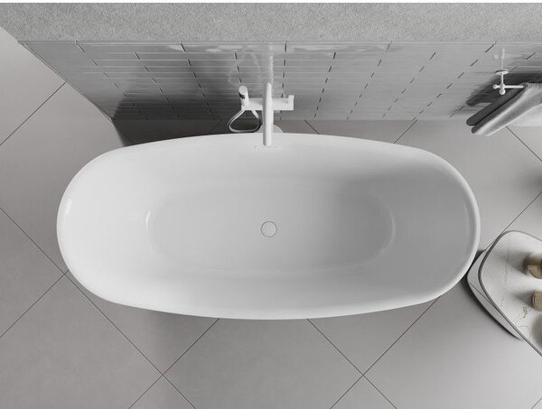 Mexen Luvo Slim volně stojící vana 170 x 75 cm, bílá, bílý přepad - 52801707500-20