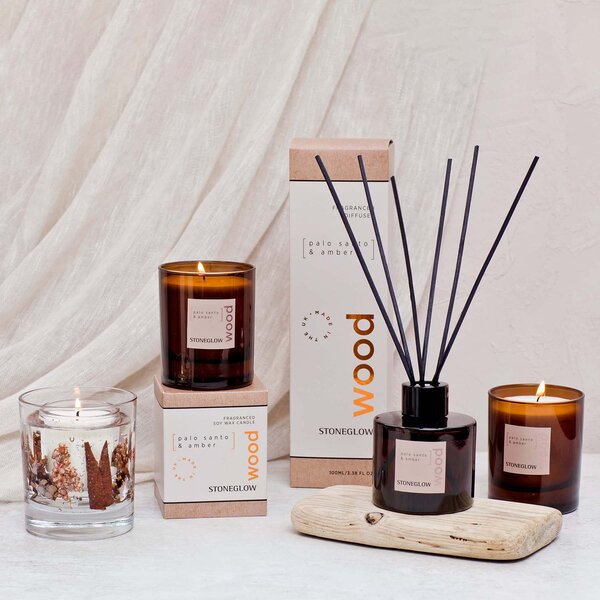 Stoneglow Wood - Palo Santo & Amber Vonná svíčka, 60 g