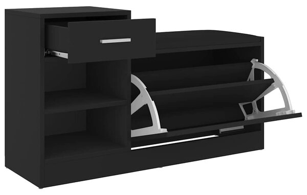 Lavice s botníkem černá 94,5 x 31 x 57 cm kompozitní dřevo 326742