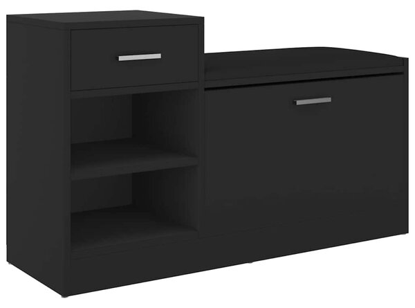 Lavice s botníkem černá 94,5 x 31 x 57 cm kompozitní dřevo 326742