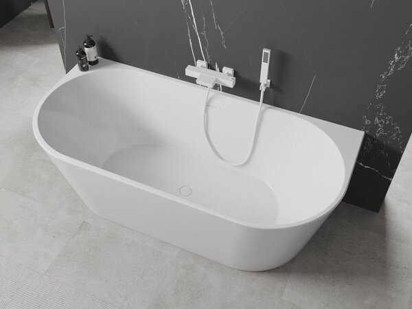 Mexen Oval volně stojící wanna ke zdi 150 x 75 cm, bílá, bílý přepad - 52671507500-20