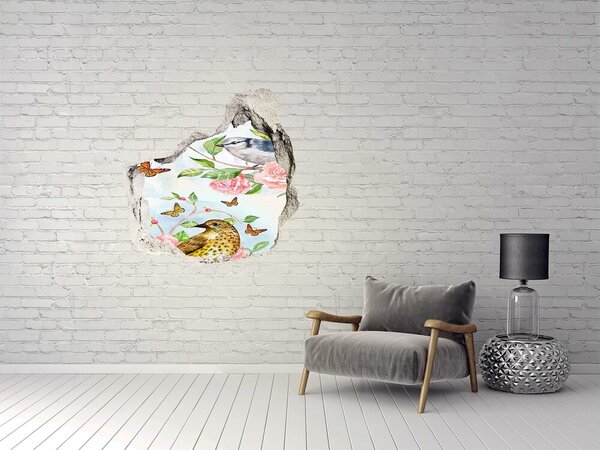 Díra 3D fototapeta nálepka Ptáci a růže nd-p-126222503
