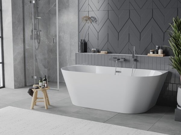 Mexen Oval Slim volně stojící vana u zdi 170 x 80 cm, bílá, přepad chrom - 52661708000-01