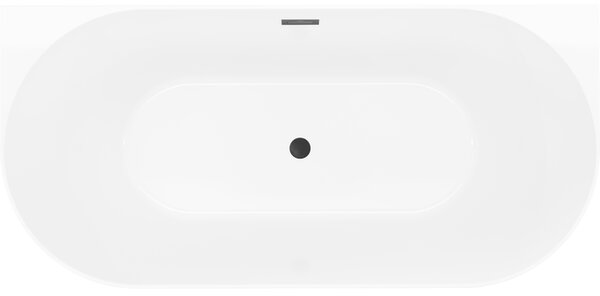 Mexen Oval Slim volně stojící vana k přisazení ke stěně 170 x 80 cm, bílá/černá, přepad černý - 52661708075-70