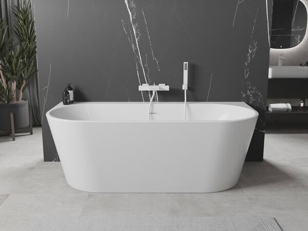 Mexen Oval+ volně stojící přisazená vana 170 x 80 cm, bílá, bílý přepad - 52681708000-20
