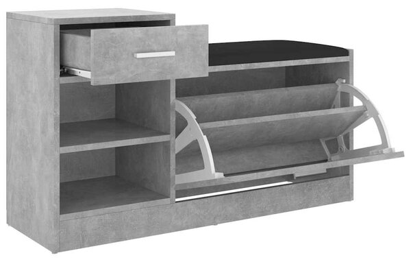 Lavice s botníkem betonově šedá 94,5 x 31 x 57 cm kompozit 326745