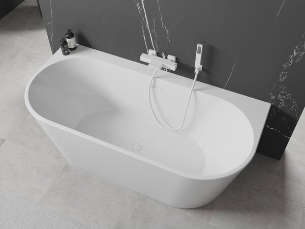 Mexen Oval+ volně stojící přisazená vana 170 x 80 cm, bílá, bílý přepad - 52681708000-20