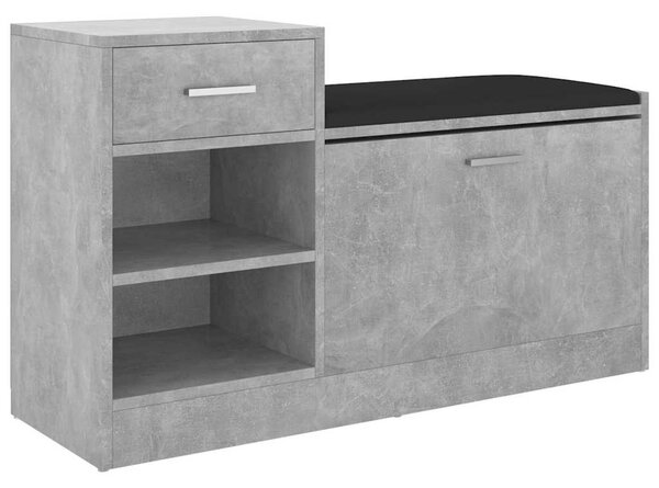 Lavice s botníkem betonově šedá 94,5 x 31 x 57 cm kompozit 326745