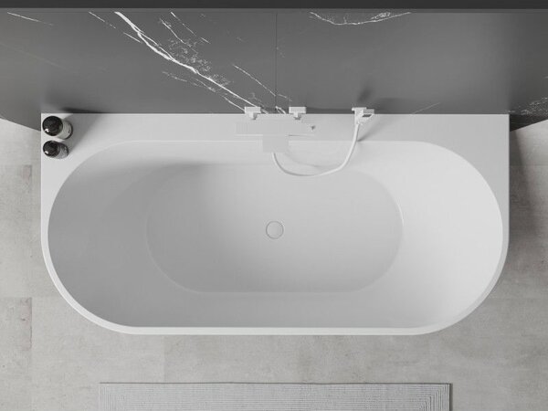 Mexen Oval+ volně stojící přisazená vana 170 x 80 cm, bílá, bílý přepad - 52681708000-20