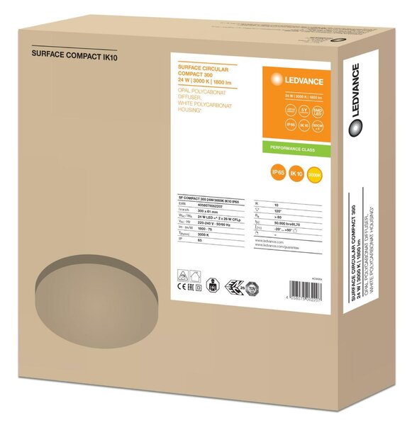 LEDVANCE SF COMPACT IK10 300 24 W 3000 K IP65 WT 4058075062207