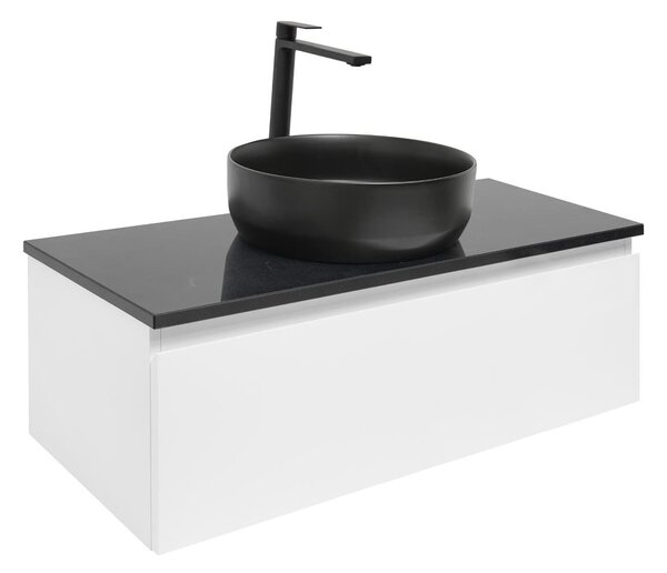 Koupelnová skříňka s žulovou krycí deskou SAT B-Way 99x30x45 cm bílá lesk BWAY100WZUB