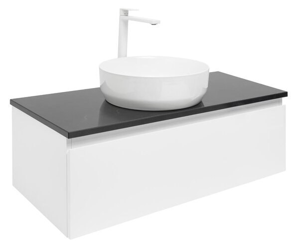 Koupelnová skříňka s kamennou krycí deskou SAT B-Way 99x30x45 cm bílá lesk BWAY100WTKUB