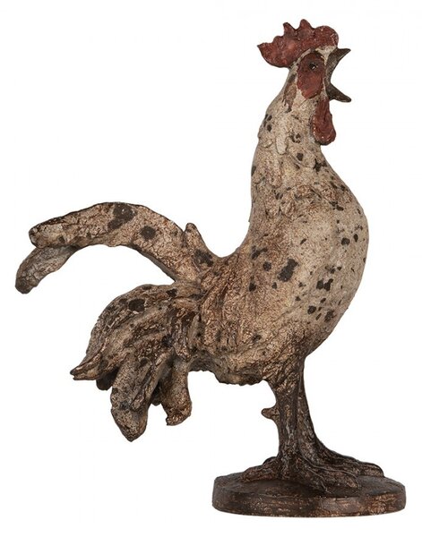 Béžová antik dekorace kokrhající kohout Rooster antique - 26*13*33 cm