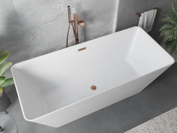 Mexen Velo Slim volně stojící vana 170 x 75 cm, bílá, přepad kartáčovaná měď - 52811707500-65