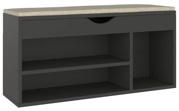 Lavice s botníkem a poduškou šedá 104x30x49 cm kompozitní dřevo 326752