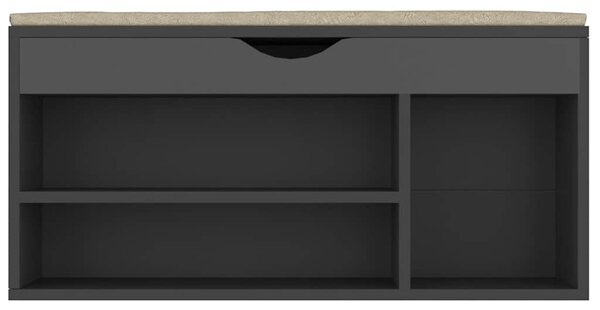 Lavice s botníkem a poduškou šedá 104x30x49 cm kompozitní dřevo 326752