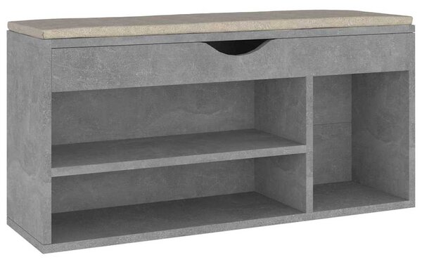 Lavice s botníkem a poduškou betonově šedá 104x30x49cm kompozit 326754