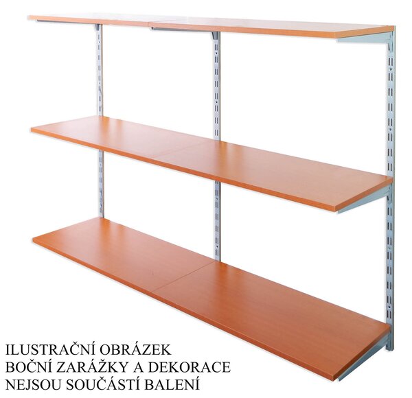 Biedrax Nástěnný regál přídavný 20 x 40 x 100 cm, stříbrný - 3 police třešeň