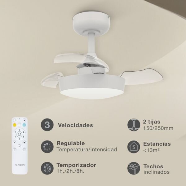 Stropní ventilátor se světlem Nacala 55cm 71W, 888lm, CCT, dálkové ovládání, 3 roky záruka