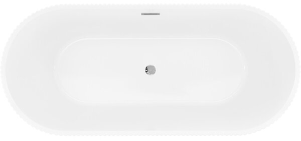 Mexen Yara, volně stojící rýhovaná vana 170 x 75 cm, bílá-černá, chromový přepad, 52861707575-01