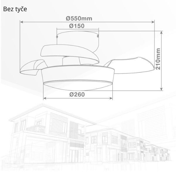 Stropní ventilátor se světlem Nacala 55cm 71W, 888lm, CCT, dálkové ovládání, 3 roky záruka