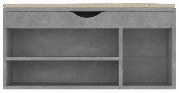 Lavice s botníkem a poduškou betonově šedá 104x30x49cm kompozit 326754